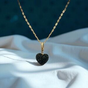 Gold and Black Heart Pendant Necklace